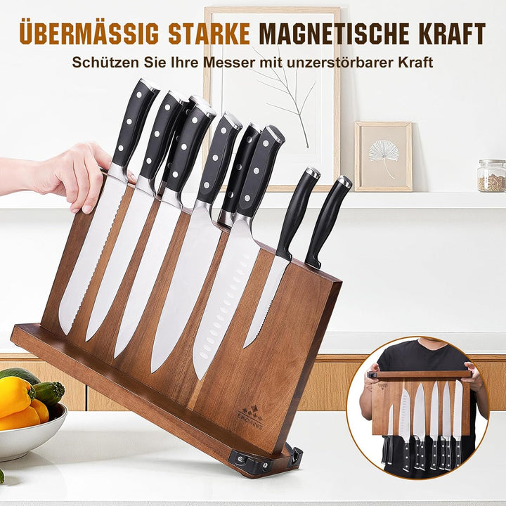 ENOKING Spitzenklasse Plus Messerblock Magnetisch Ohne Messer 38.6 x 23 cm, Doppelseitiger Magnet Me