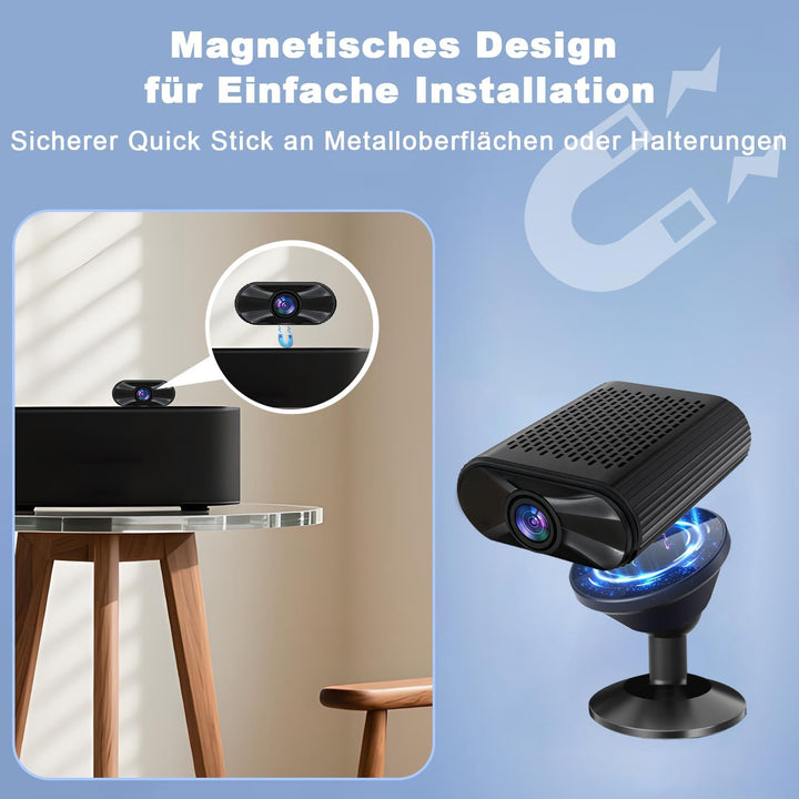 FJJVFF Mini Kamera-4K HD Kleine Kamera-WLAN Mini-Kamera Live Übertragung Handy APP, WiFi Camera mit