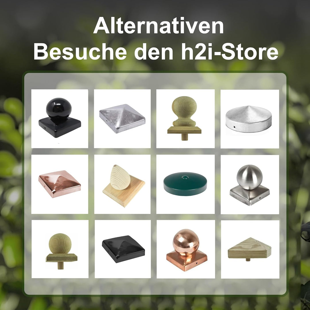 10 x h2i Kunststoff Pfostenkappen Zaunkappen in Grün und Rot Form: Pyramide 91 mm/Rund Ø 101 mm - Ø