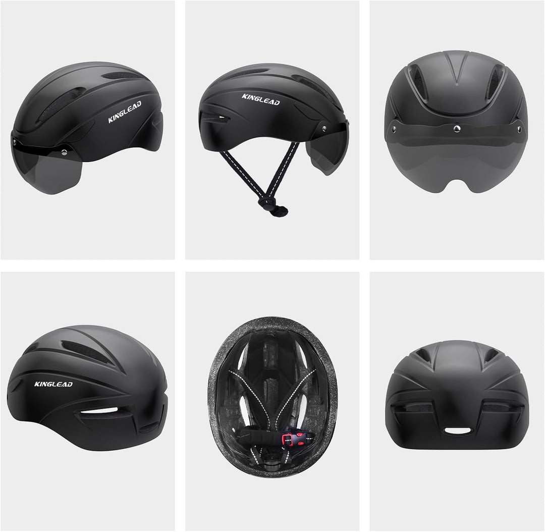 Fahrradhelm Herren Damen mit Abnehmbarem Magnetischem Visier, Ultraleichter Verstellbarer Bike Helm,
