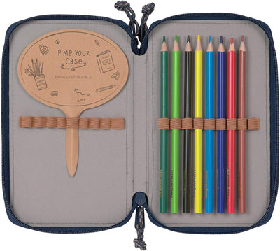 LÄSSIG Federmäppchen befüllt 20-teilig School Triple Pencil Case Unique