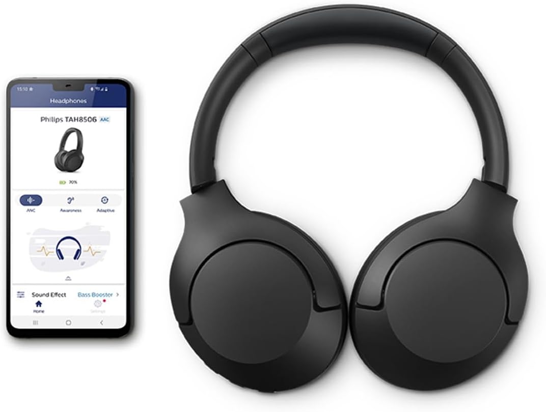 PHILIPS Audio Audio TAH8506BK Kabellose Over Ear Kopfhörer mit Noise Cancelling Pro, Schwarz, TAH850