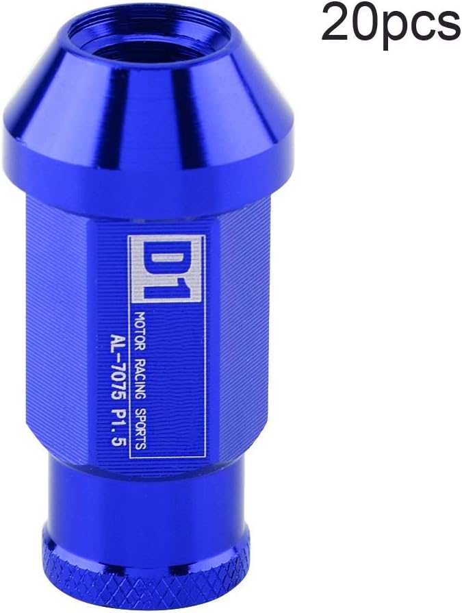 KIMISS Aluminium Autoreifenschraube, 20Pcs Radmuttern sichern Racing Radmutter M12X1.5(Blau)