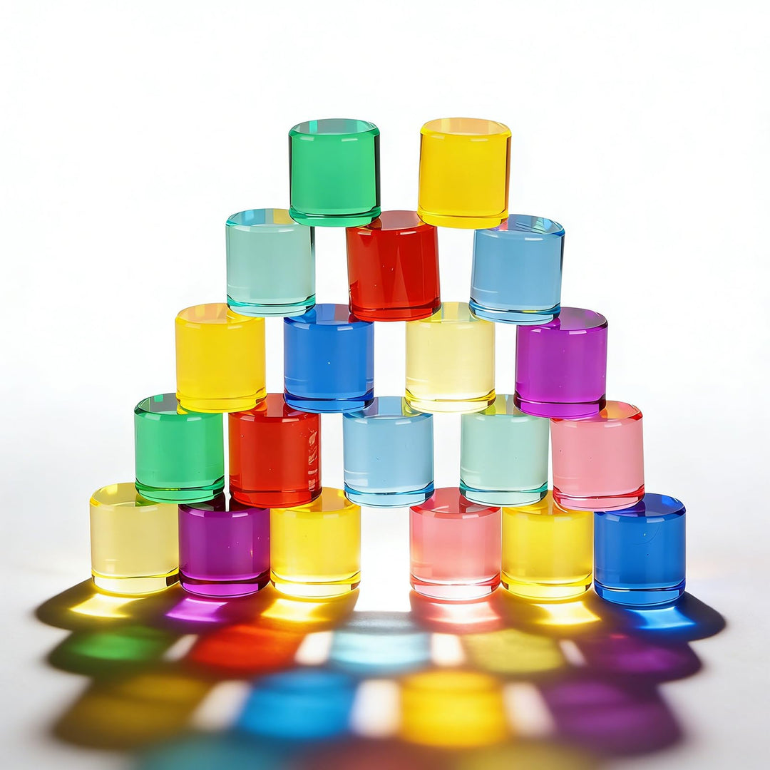 20pcs Acryl Bausteine Kinder - Sensorik Bausteine Jelly Blocks, Lichtbausteine, Montessori Regenboge