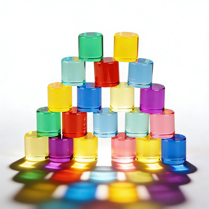 20pcs Acryl Bausteine Kinder - Sensorik Bausteine Jelly Blocks, Lichtbausteine, Montessori Regenboge