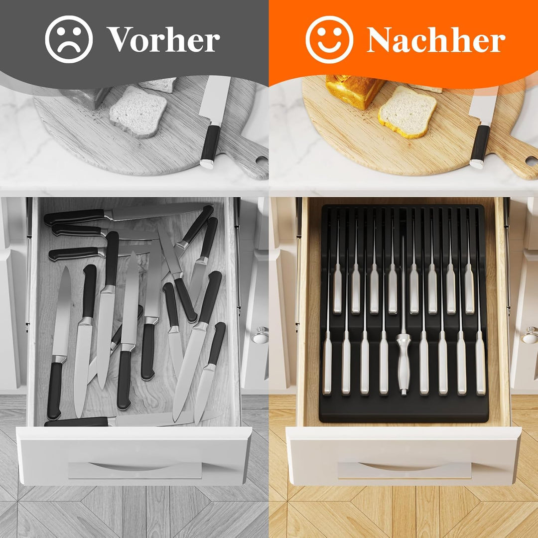 Lifewit Magnetischer Messerhalter Schublade für 16 Messer, 29,5 x 42 x 5 cm Messer Organizer mit Rut
