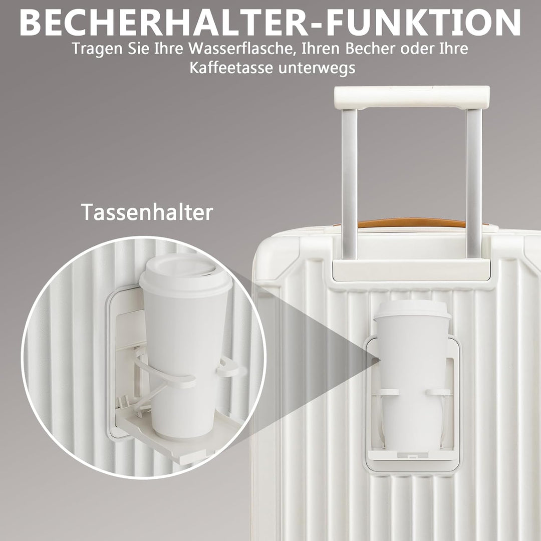 Joyway Koffer Trolley Reisekoffer von ABS Hartschalen Trolley mit Getränkehalter und 4 Rollen TSA Sc