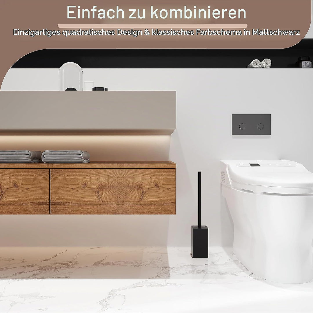 bgl Toilettenbürstenhalter, 2 Stück verpackt, Matt schwarz Toilettenbürste, Metall, freistehend, fre