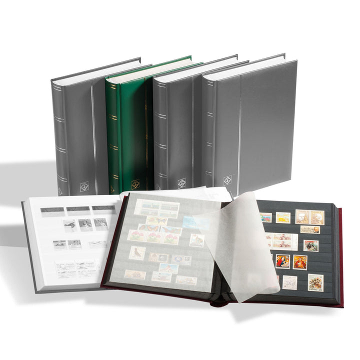 Leuchtturm 306438 Briefmarken-Sammelalbum Comfort - DIN A4, 64 Seiten, Pergaminstreifen, wattierter