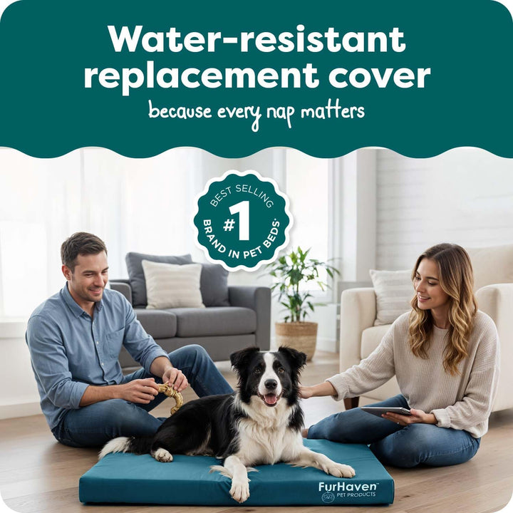Furhaven Ersatz-Hundebettbezug, wasserabweisend, für drinnen und draussen, Logo-Druck, Oxford-Polyca