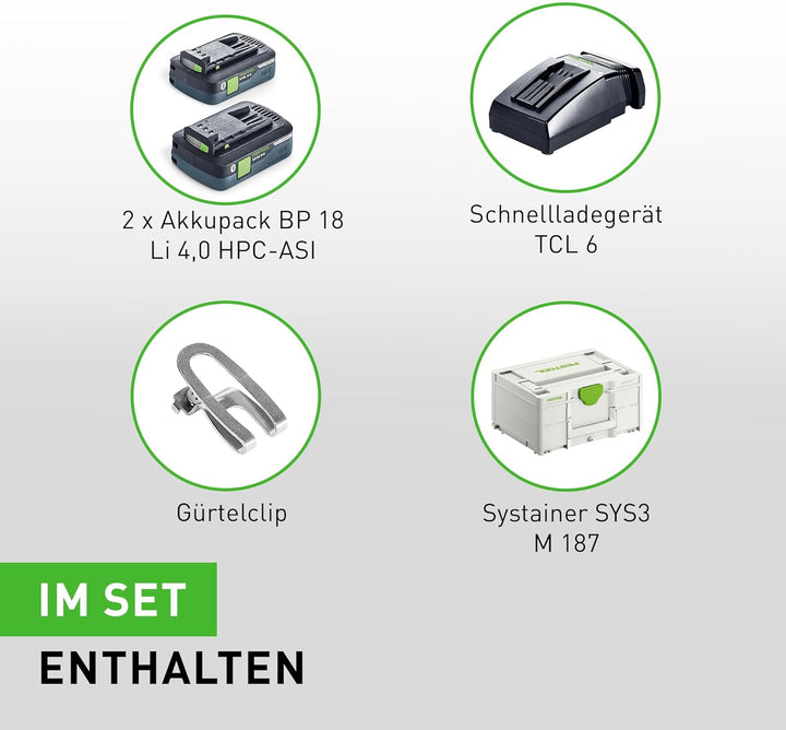 Festool Akku-Schlagschrauber TID 18 HPC 4,0 I-Plus (mit Akkupacks BP 18 Li 4,0, Schnellladegerät, Gü