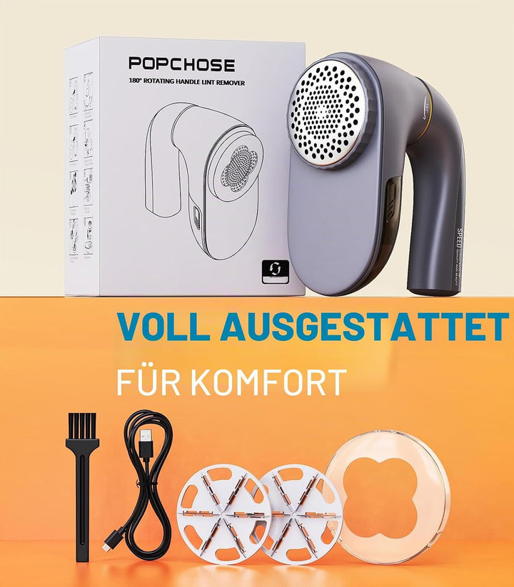 POPCHOSE Fusselrasierer Elektrisch, Fusselentferner Aufladbar für Kleidung, 2000 mAh Fusselrasierer