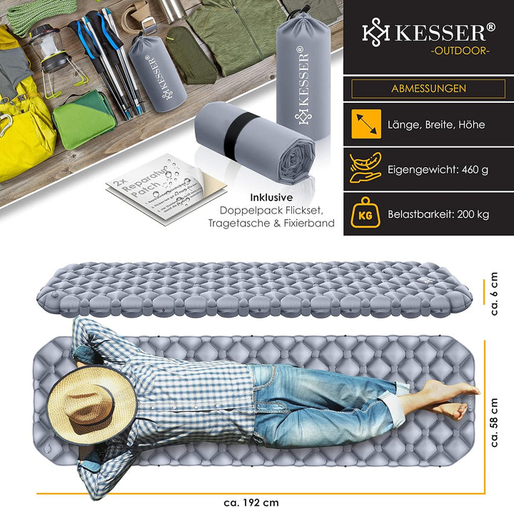 KESSER® Camping Matratze Isomatte Aufblasbare Luftmatratze Campingmatte, inkl. Tragebeutel Outdoor U