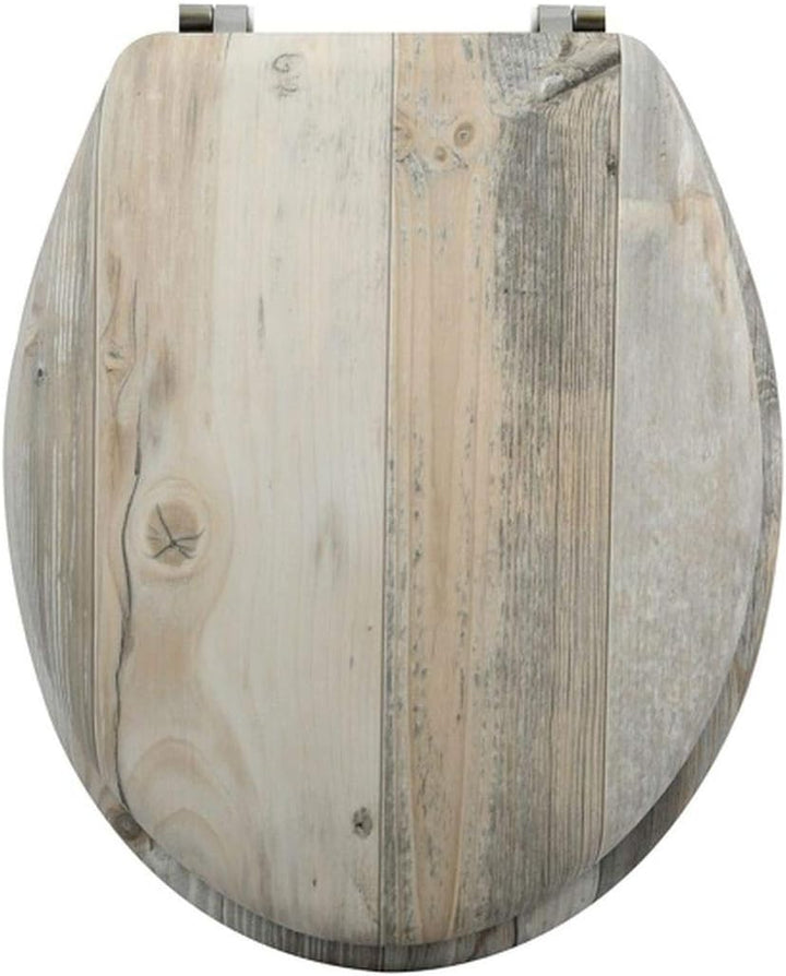 MSV WC Sitz Toilettendeckel MDF Holzkern „Ombo Landhaus“ Scharniere aus Edelstahl - hochwertige und