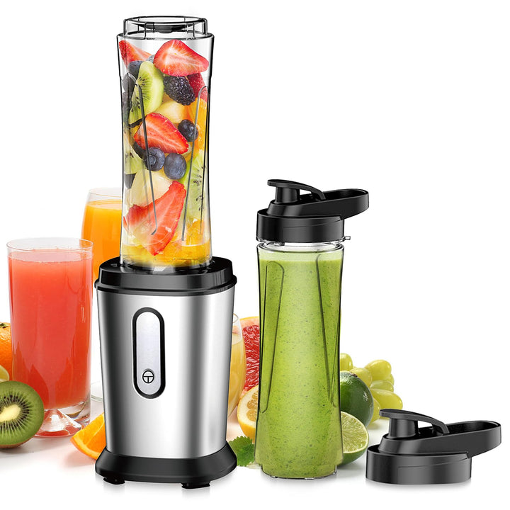 Mixer, 500W Mini Standmixer & Smoothie Maker mit 2x600ml Flaschen BPA frei Tritan, Tragbarer Mixer S