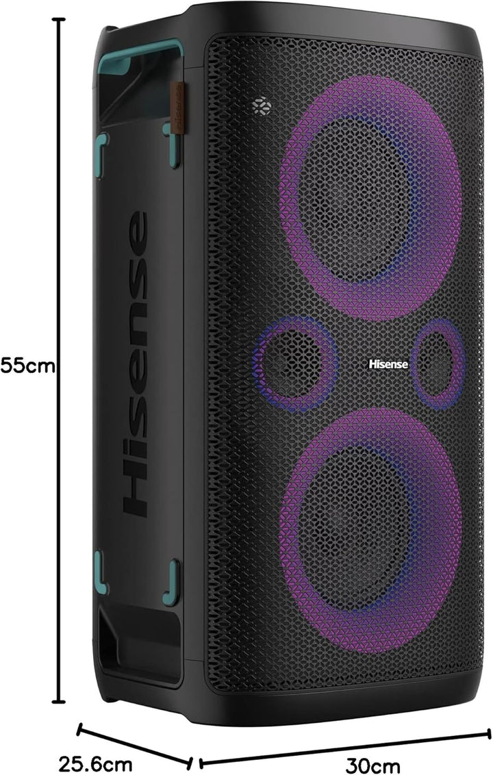 Hisense Party Thunder, 620 W Maximale Audioleistung, AI Lichtshow, 18 Stunden Akkulaufzeit, Auracast