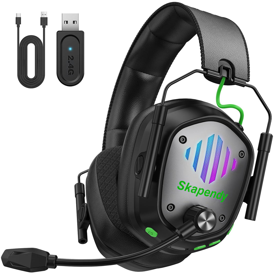 Skapendy VK81 Kabelloses Gaming Headset mit Bluetooth & LED-Licht – Für PS5, PC, Mac, Switch – Über