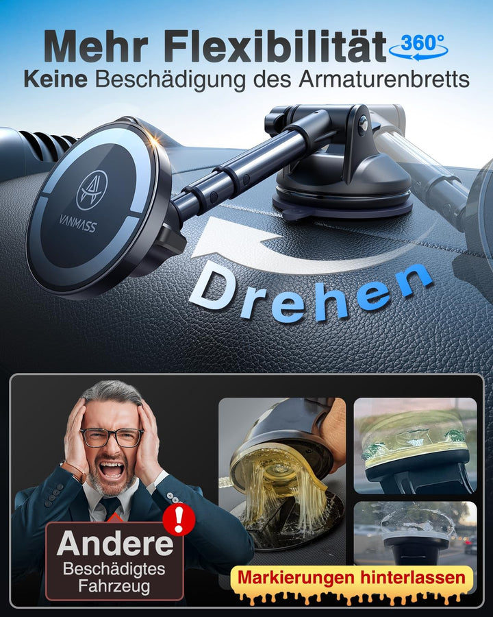 VANMASS Handyhalterung Auto Magnet Kompatibel mit MagSafe Autohalterung [2023 Upgrade Stärkste Magne