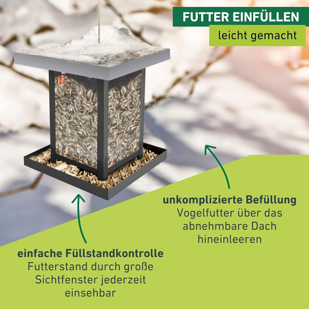 Windhager Vogelfuttersilo View, Vogelfuttersilo, Vogelhaus, Futterspender für Vögel, modernes Vogelh