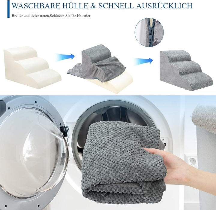 Hundetreppe 3 Stufen, Haustiertreppe für kleine Hunde, Bett, Sofa, wasserdichte Katzentreppe, rutsch