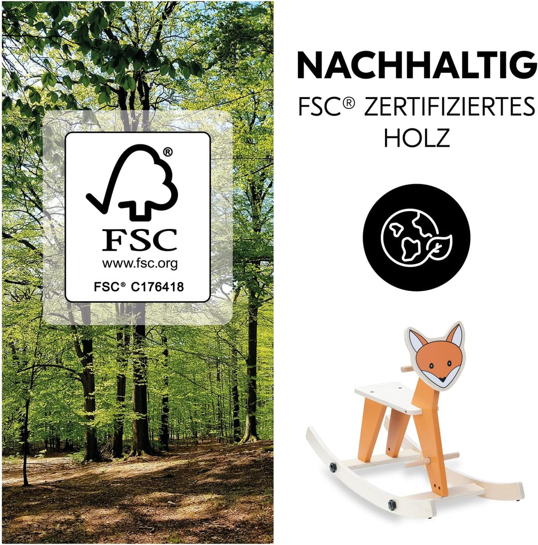 hauck Schaukeltier für Kleinkinder Rock N Swing ab 18 Monate bis 50 kg, Schaukelpferd Holz (FSC® Zer