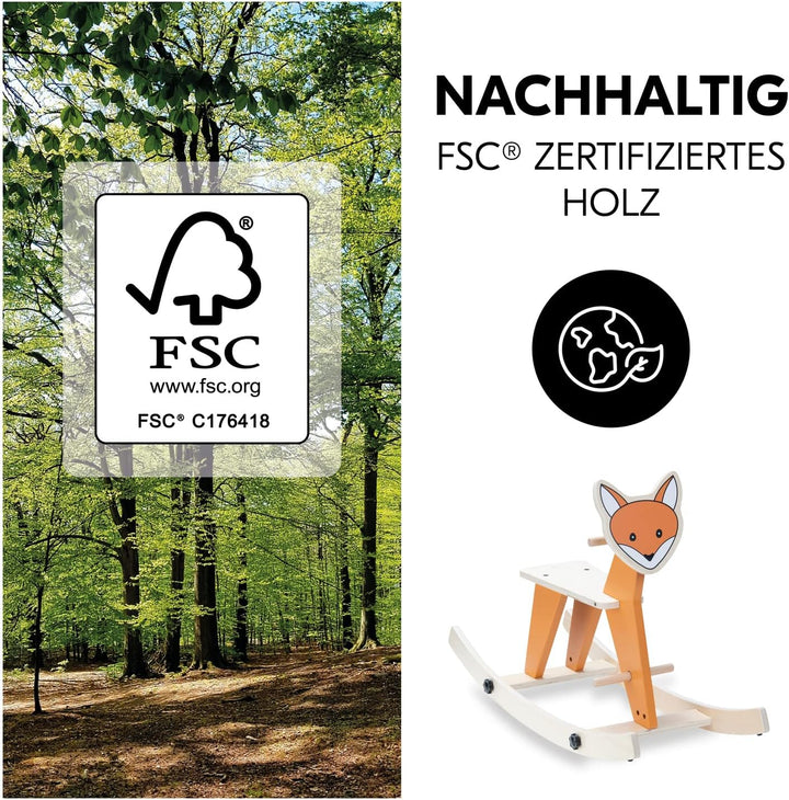 hauck Schaukeltier für Kleinkinder Rock N Swing ab 18 Monate bis 50 kg, Schaukelpferd Holz (FSC® Zer