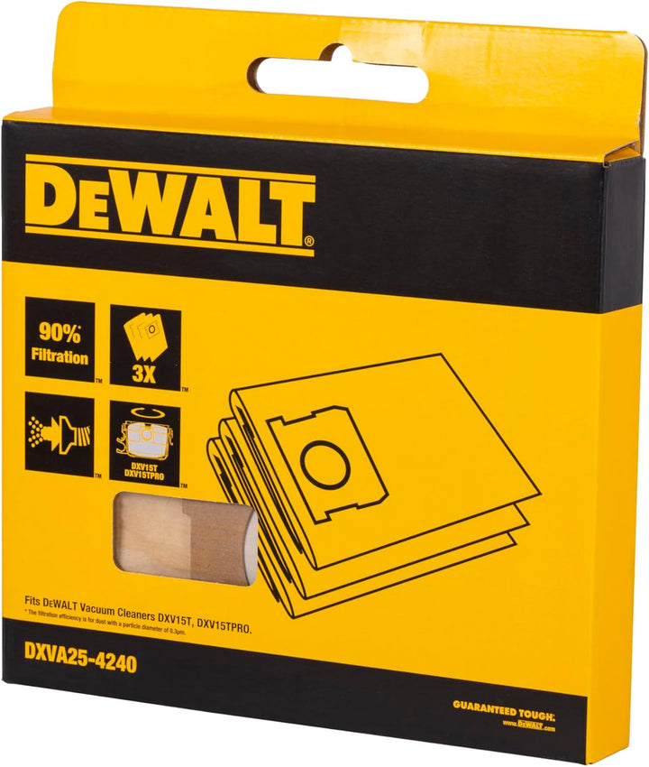 DEWALT DXVA25-4240 Staubbeutel für den DEWALT DXV15T Nass-/Trockensauger, einfache Befestigung für m