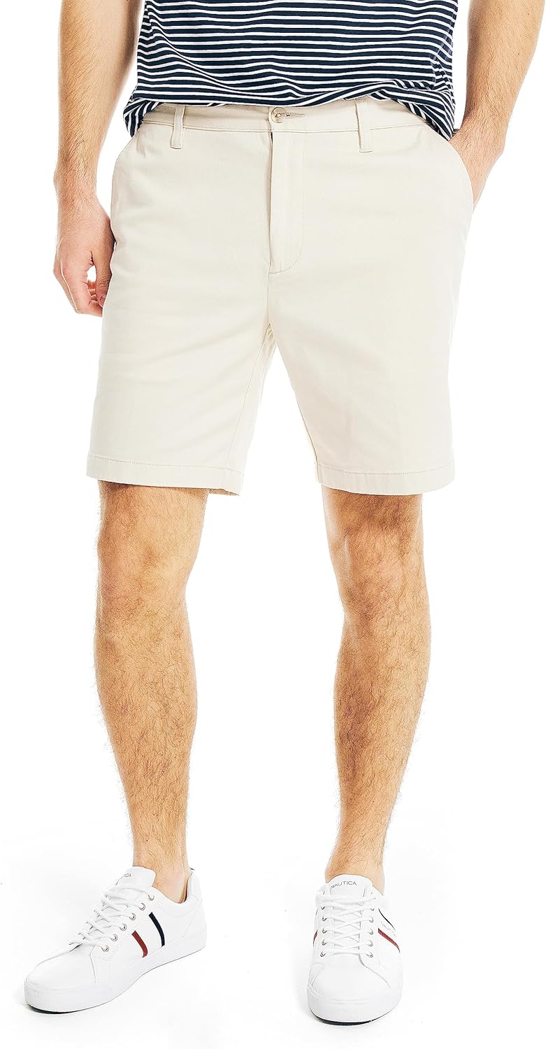 Nautica Herren Classic Fit Flat Front Stretch Chino Deck Lssige Shorts 30 Nautica Stone, 30 Nautica