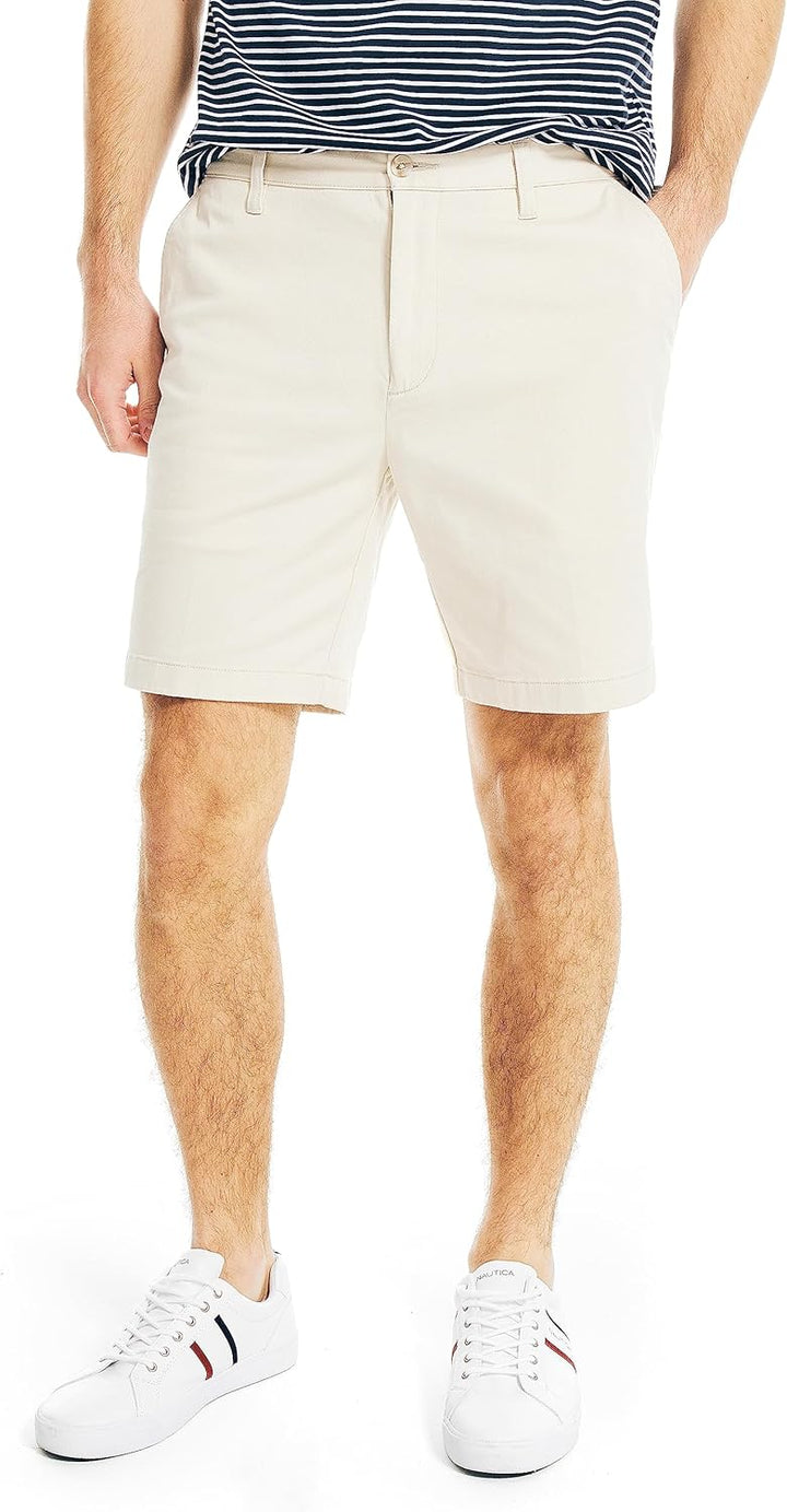 Nautica Herren Classic Fit Flat Front Stretch Chino Deck Lssige Shorts 30 Nautica Stone, 30 Nautica