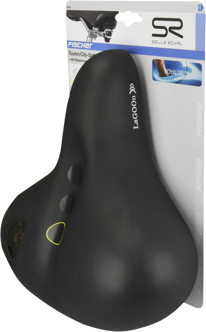 Selle Royal Erwachsene Elastomer Gel Tourensattel, schwarz, One Size Bundle mit Sattelkloben, schwar