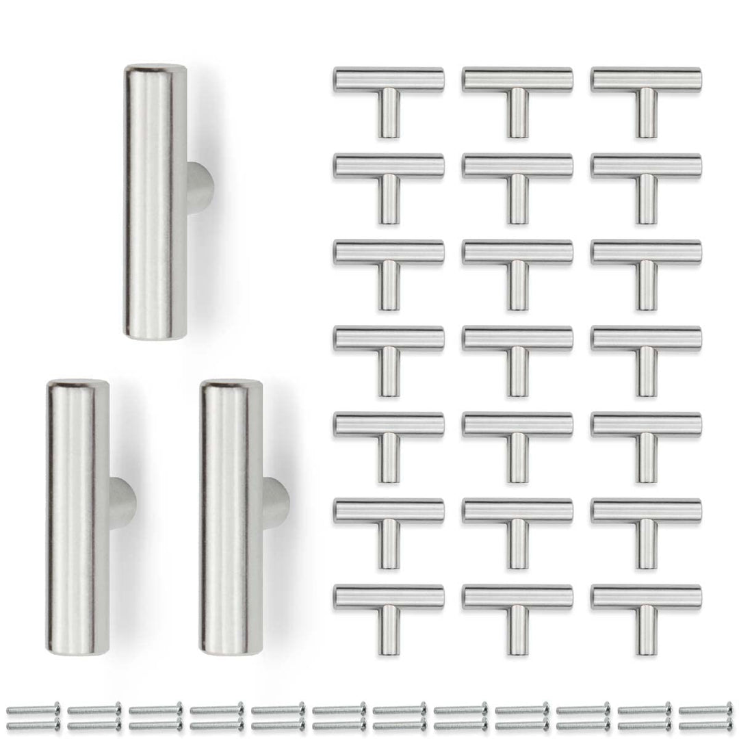 Bwintech 24 Pcs 50MM gebürstetes Nickel Schrank Pull Griffe Küche T Bar Griffe, Edelstahl, Ideal für