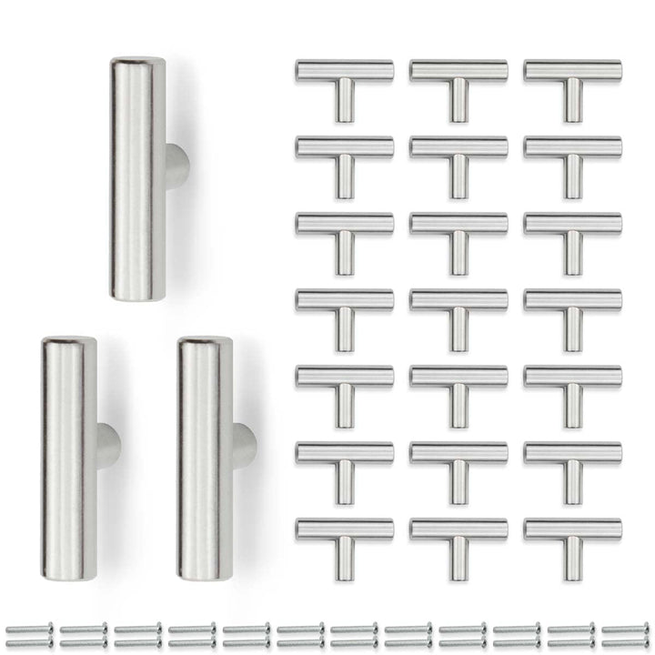 Bwintech 24 Pcs 50MM gebürstetes Nickel Schrank Pull Griffe Küche T Bar Griffe, Edelstahl, Ideal für