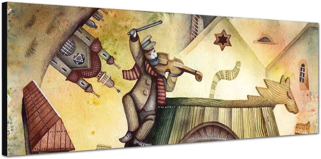 Paul Sinus Art Panoramabild auf Leinwand und Keilrahmen 120x40cm Haus Dach Geiger abstrakt