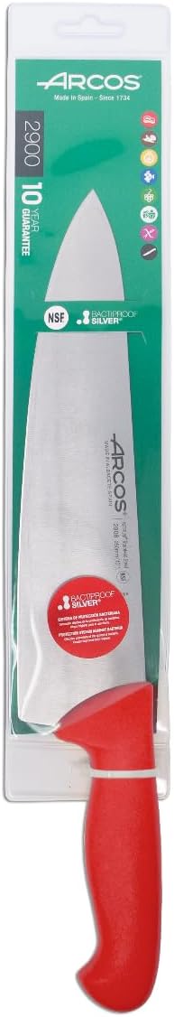 Arcos Serie 2900 - Kochmesser - Klinge Nitrum Edelstahl 250 mm - HandGriff Polypropylen Farbe Rot, R