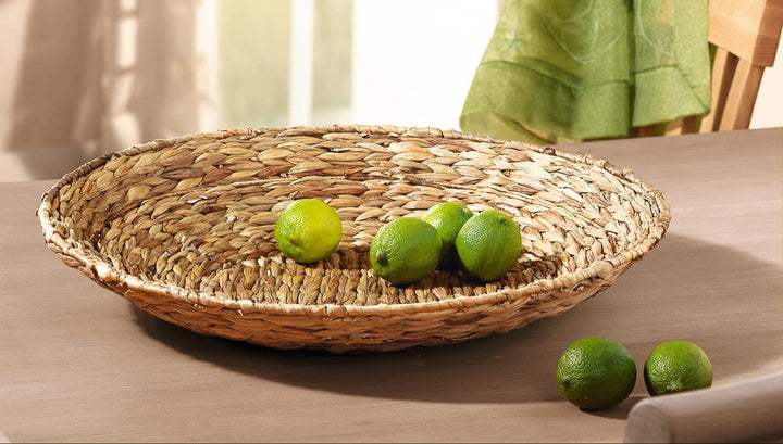 Dekoleidenschaft grosse Schale aus Wasserhyazinthe, Ø 50 cm, flach, Obstschale, Gebäckschale, Dekosc