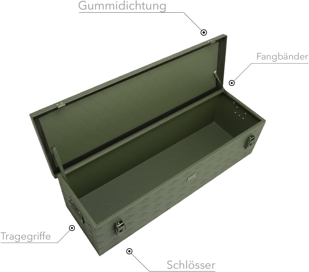 alubox Werkzeugkiste Riffelblech olive ABX-RL120G Aluminium 1,5mm Werkzeugkiste leicht und robust 12
