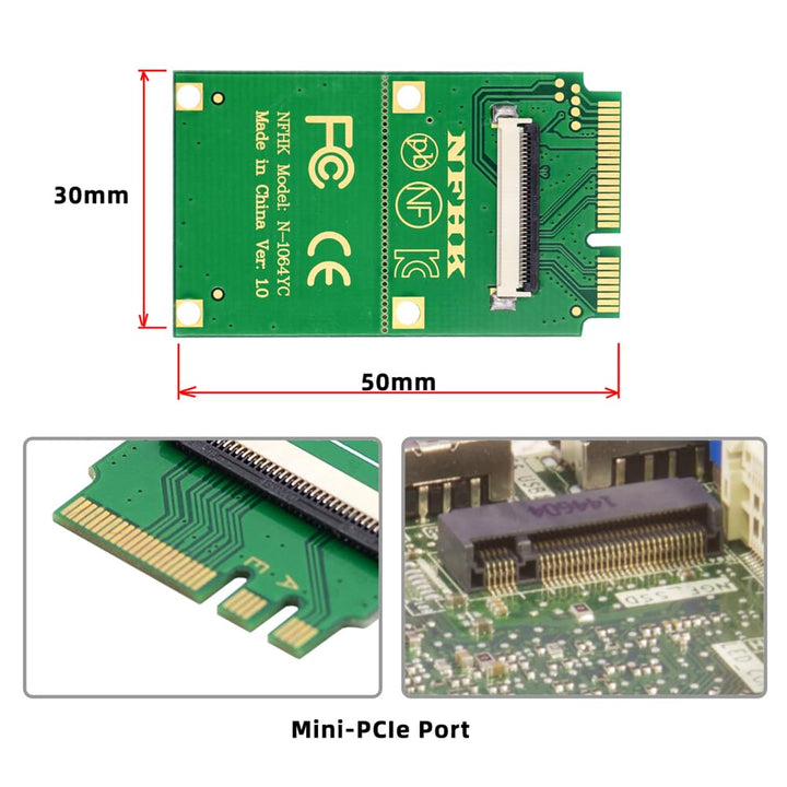 cablecc Mini PCI-E&A+E-Key auf Vier SATA3.0 6 Gbit/s Festplattenverlängerungskartenkabel 10 cm für S