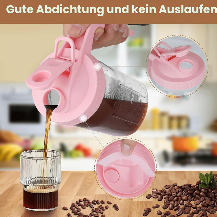 Cold Brew Kaffeebereiter, 1.8L Cold Brew Coffee Maker, Deckel mit Griff und Edelstahlfilter, Kaffeeb