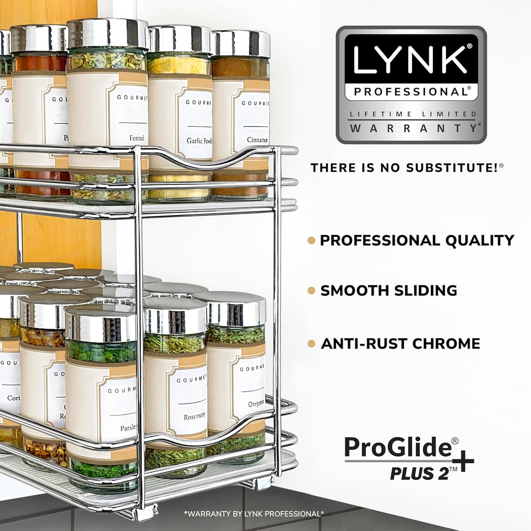LYNK PROFESSIONAL® Ausziehbares Gewürzregal für Schrank – 16,5 cm breit – ausziehbares Gewürzregal –