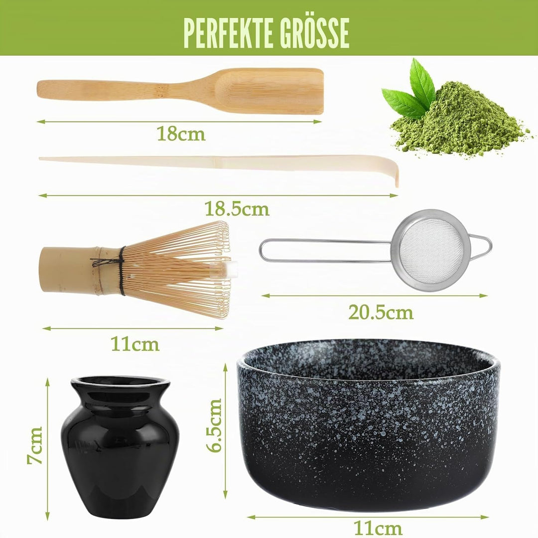 ASelected Matcha Set Matcha Besen 6er-Set Macha Tea set mit Matcha Besen Matcha Schale Teelöffel Tee