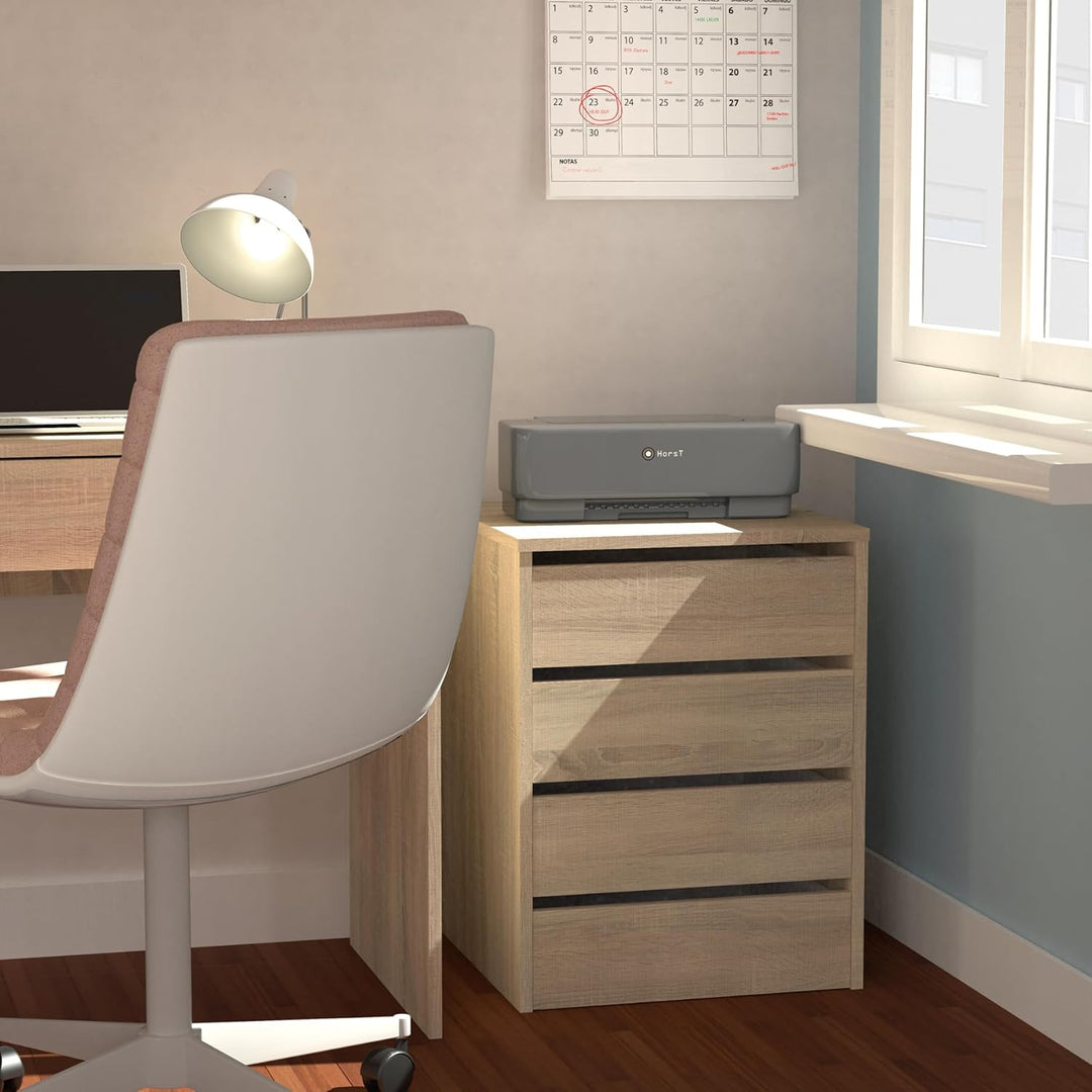 Muebles Pitarch | Kommode 4 Schubladen, Cambrian Eiche, 63,5x46x45 cm (Höhe x Breite x Tiefe), Kolle