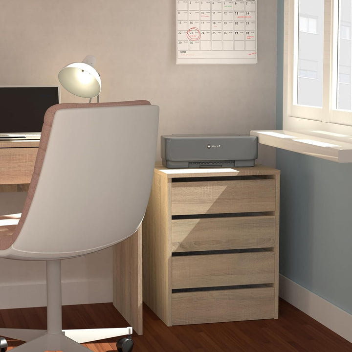Muebles Pitarch | Kommode 4 Schubladen, Cambrian Eiche, 63,5x46x45 cm (Höhe x Breite x Tiefe), Kolle