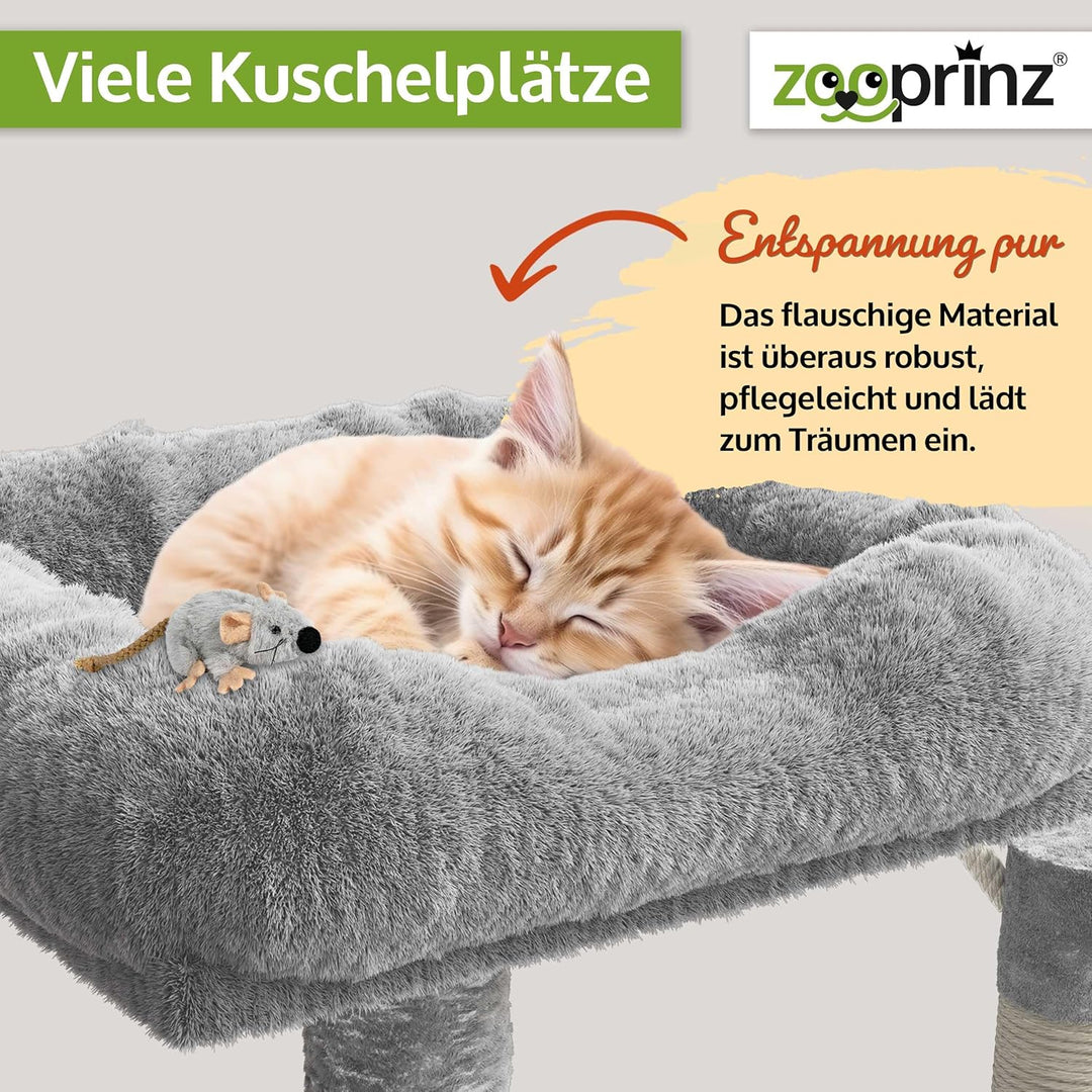 zooprinz Premium Kratzbaum – Grosser XXL Kletterturm für kleine & grosse Katzen - Breiter Kratzbaum