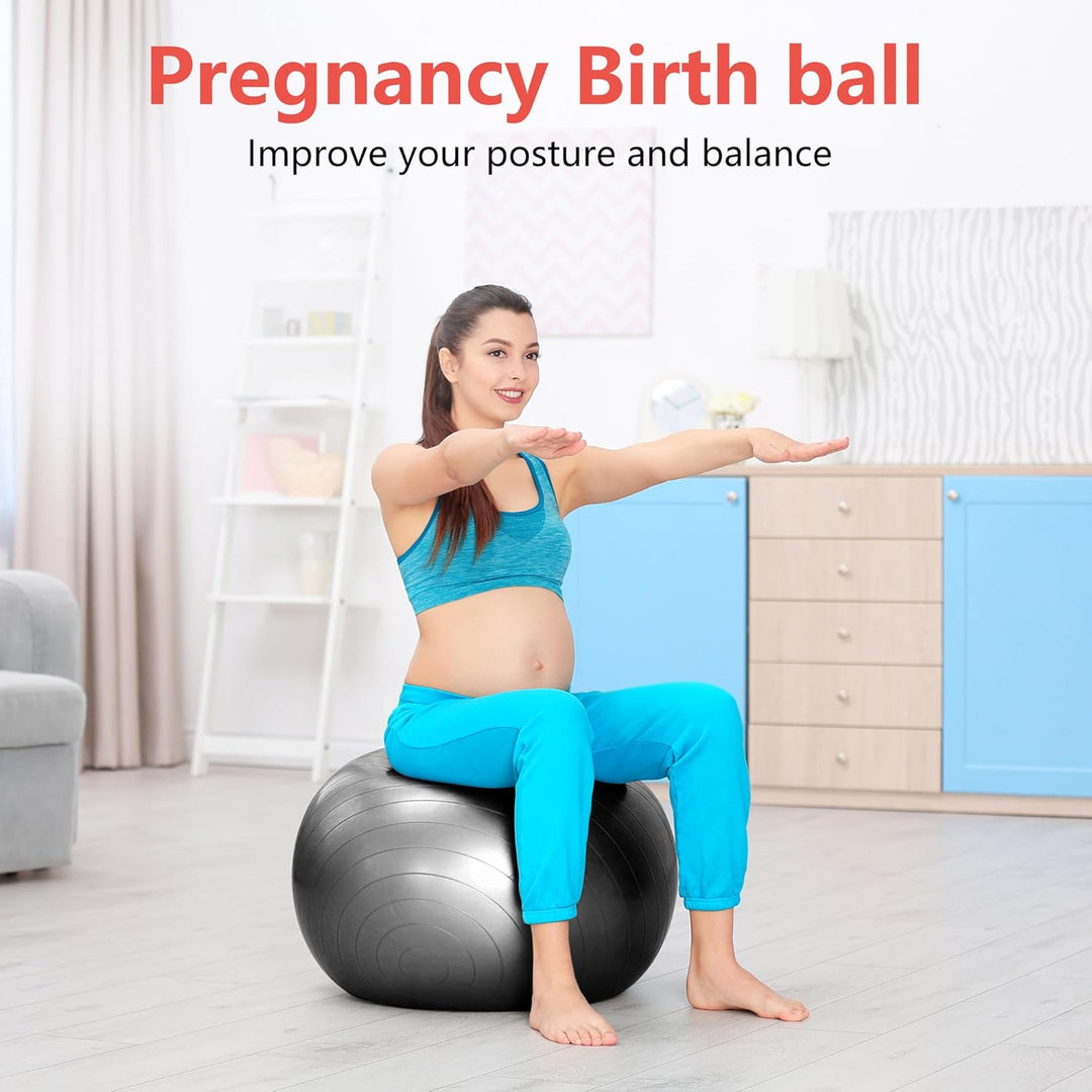 primasole Balance Ball Gymnastikball 25.6 inch &amp; 65 cm Schwarz, 25.6 inch &amp; 65 cm Schwarz