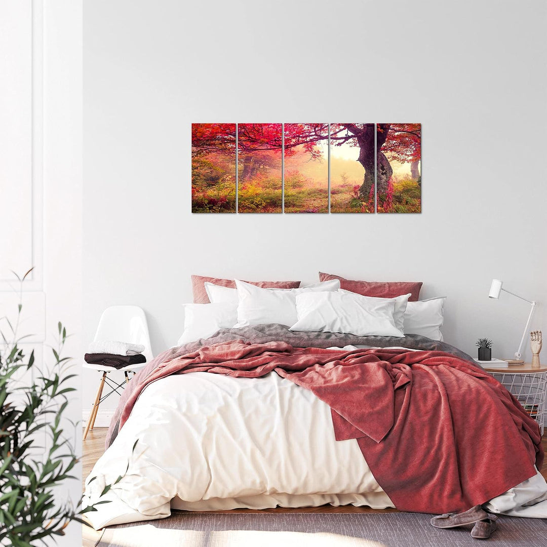 Runa Art Bild Wald Landschaft Wandbilder auf Vlies Leinwand 5 Teilig Wanddekoration Schlafzimmer Woh