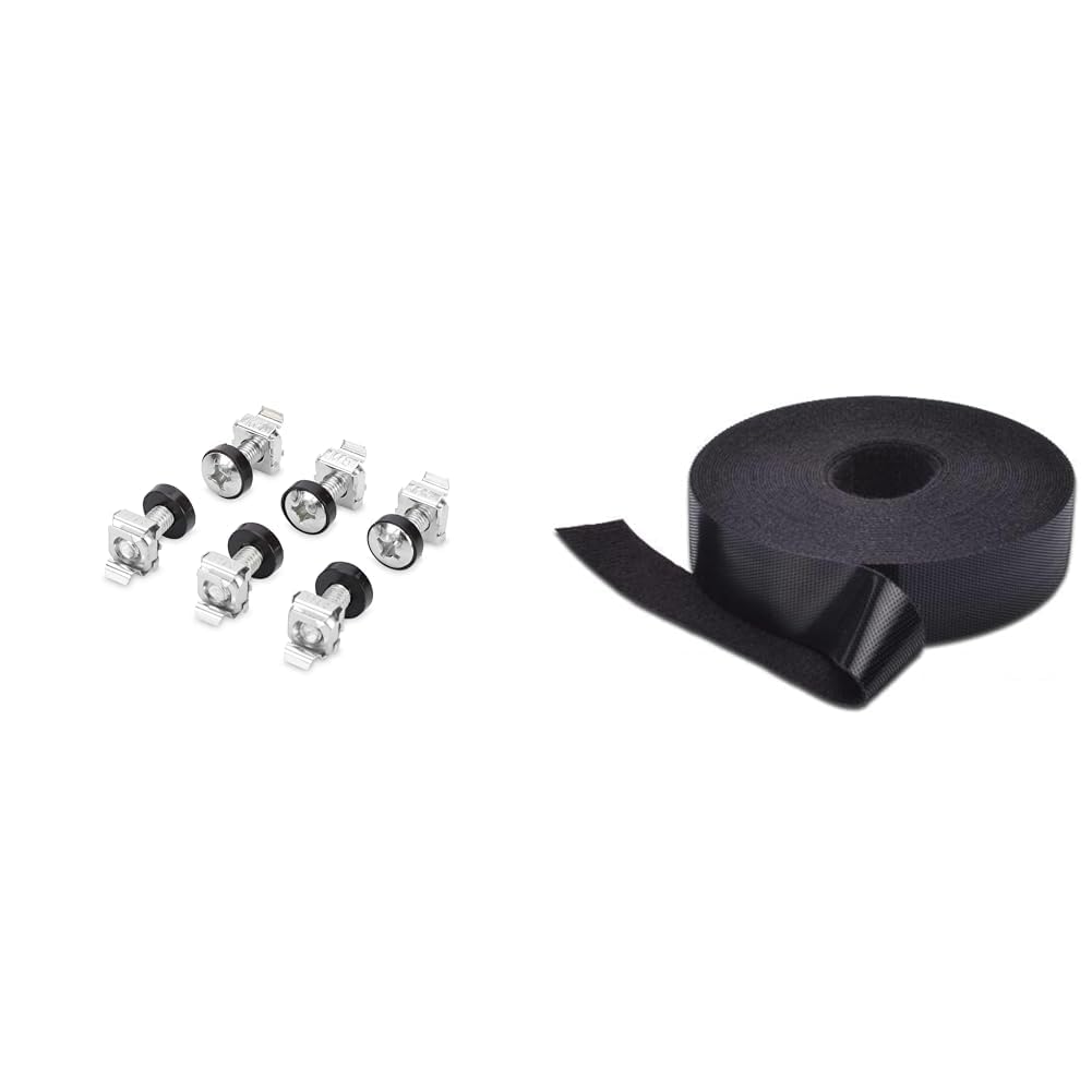 DIGITUS M6 Schrauben & Käfigmuttern – 100 Stück Set – Für 19-Zoll & 10-Zoll Schränke + Klettband für
