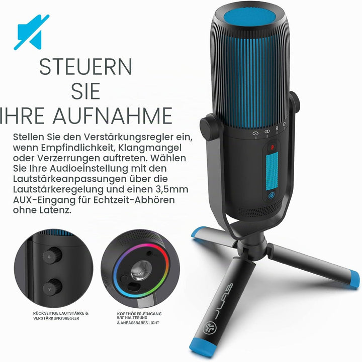 JLAB Audio Talk Pro USB Mikrofon PC Plug und Play Professionelle Auflösung in Studioqualität, 4 Rich