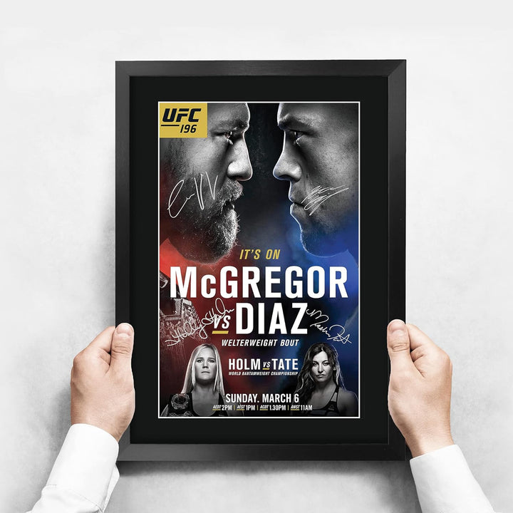 HWC Trading A3 FR UFC 196 Programm-Plakat Conor McGregor Nate Diaz Holly Holm Miesha Tate Signed Ges
