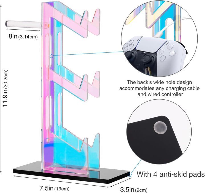 NiHome Iridescent Acrylic 3-Tier Game Controller Headset Halterung Für Ps5 Xbox One Switch, Farbenfr