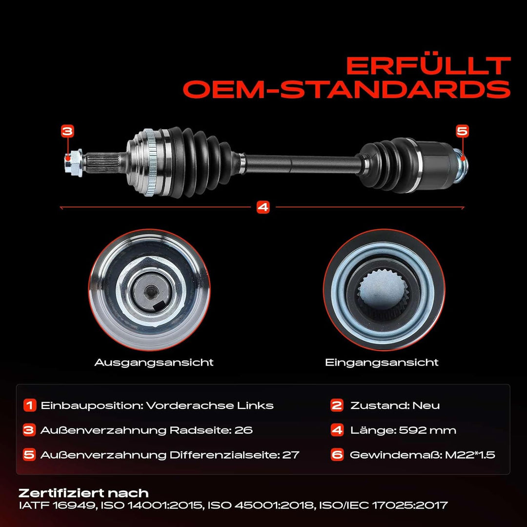 Frankberg Antriebswelle mit ABS Vorderachse Links Kompatibel mit HR-V GH 1.6L 1999/03-2007/12 Replac